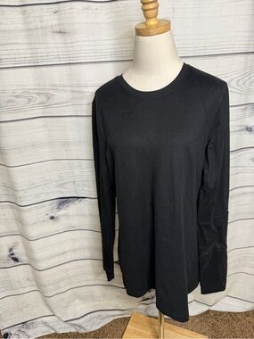 White Cross Black Long Sleeve Crewneck Scrub Top